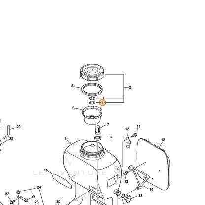 ECHO part 25002711310 — IPL diagram snippet (6x zoom, amber highlight)