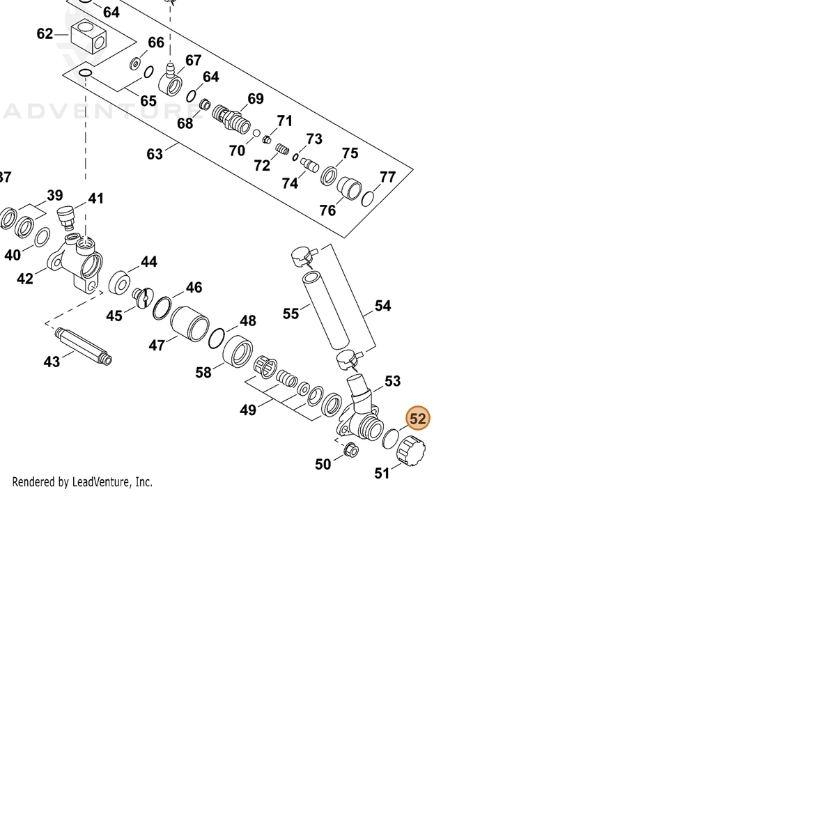 ECHO part 25021011610 — IPL diagram snippet (6x zoom, amber highlight)