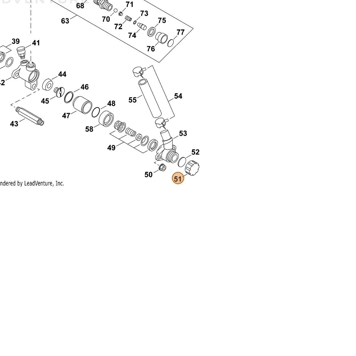 ECHO part 25021111610 — IPL diagram snippet (6x zoom, amber highlight)