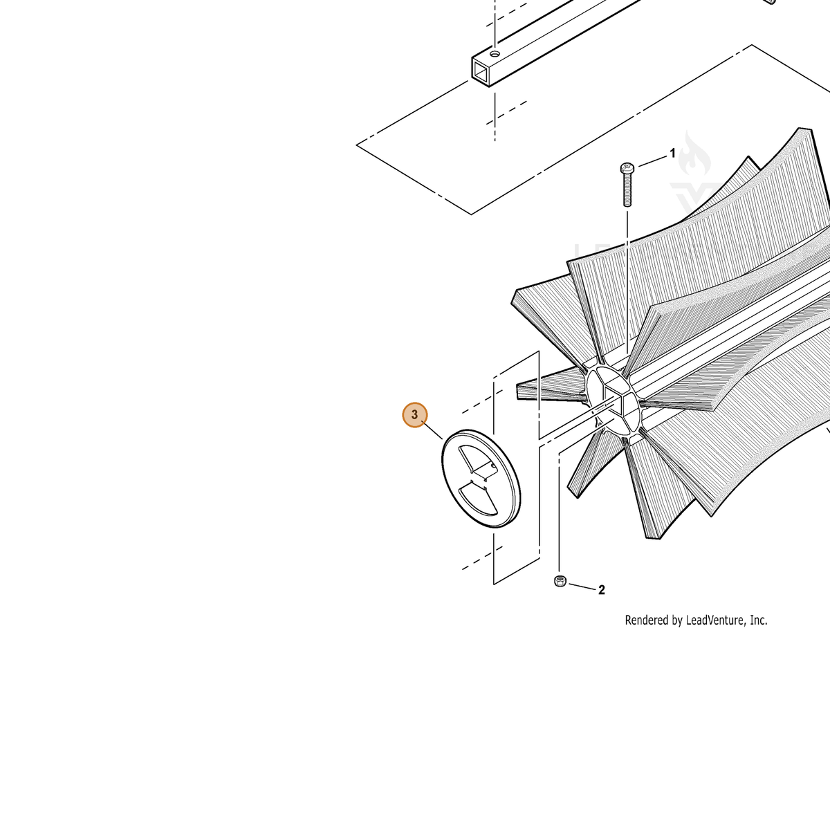 ECHO part 25023025561 — IPL diagram snippet (6x zoom, amber highlight)
