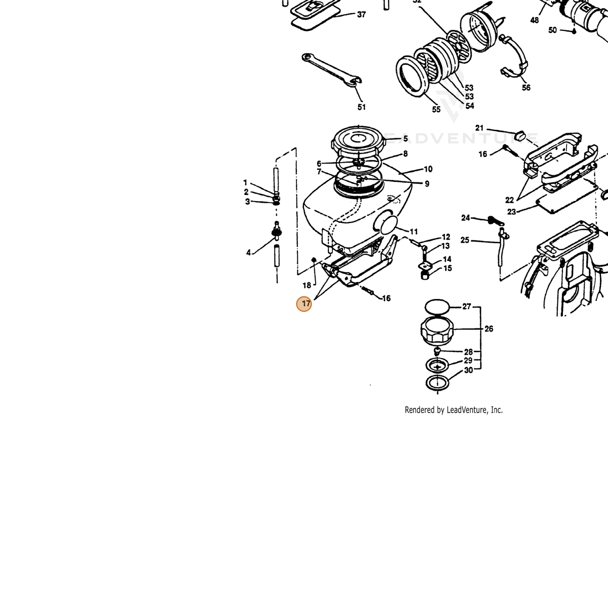 ECHO part 25090001810 — IPL diagram snippet (6x zoom, amber highlight)