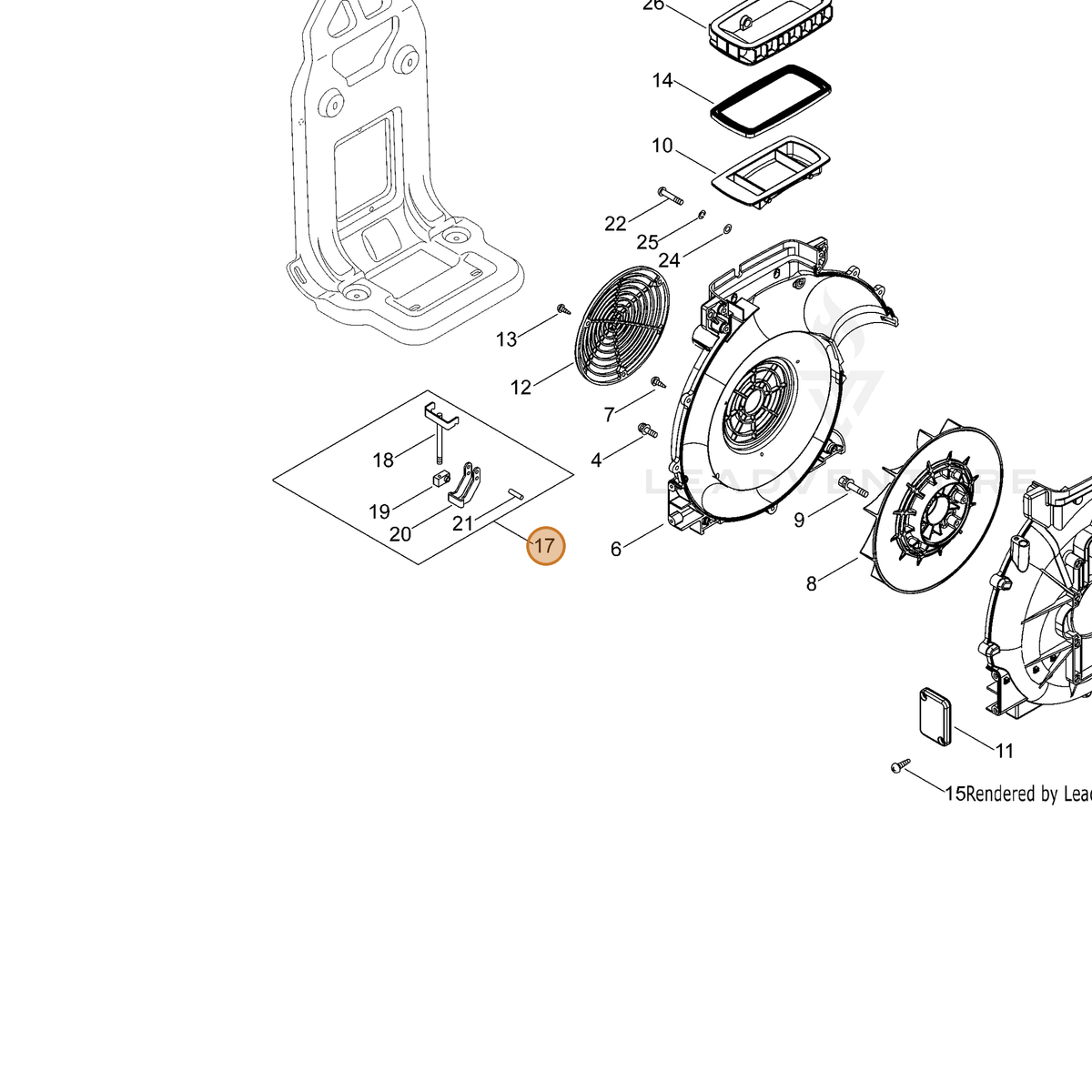 ECHO part 25090206310 — IPL diagram snippet (6x zoom, amber highlight)
