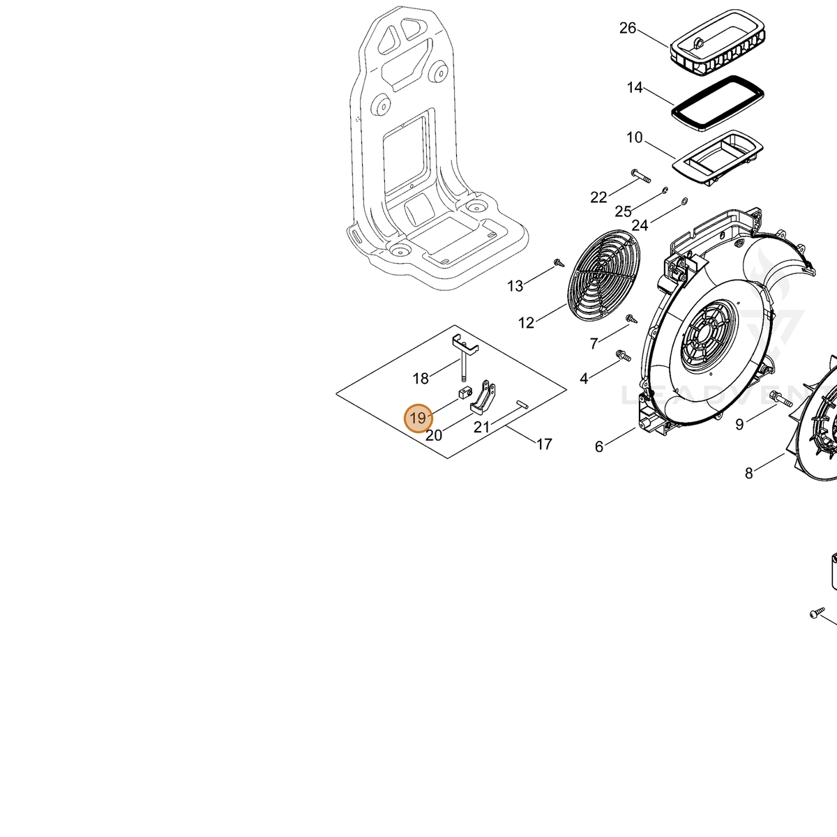 ECHO part 25093006210 — IPL diagram snippet (6x zoom, amber highlight)