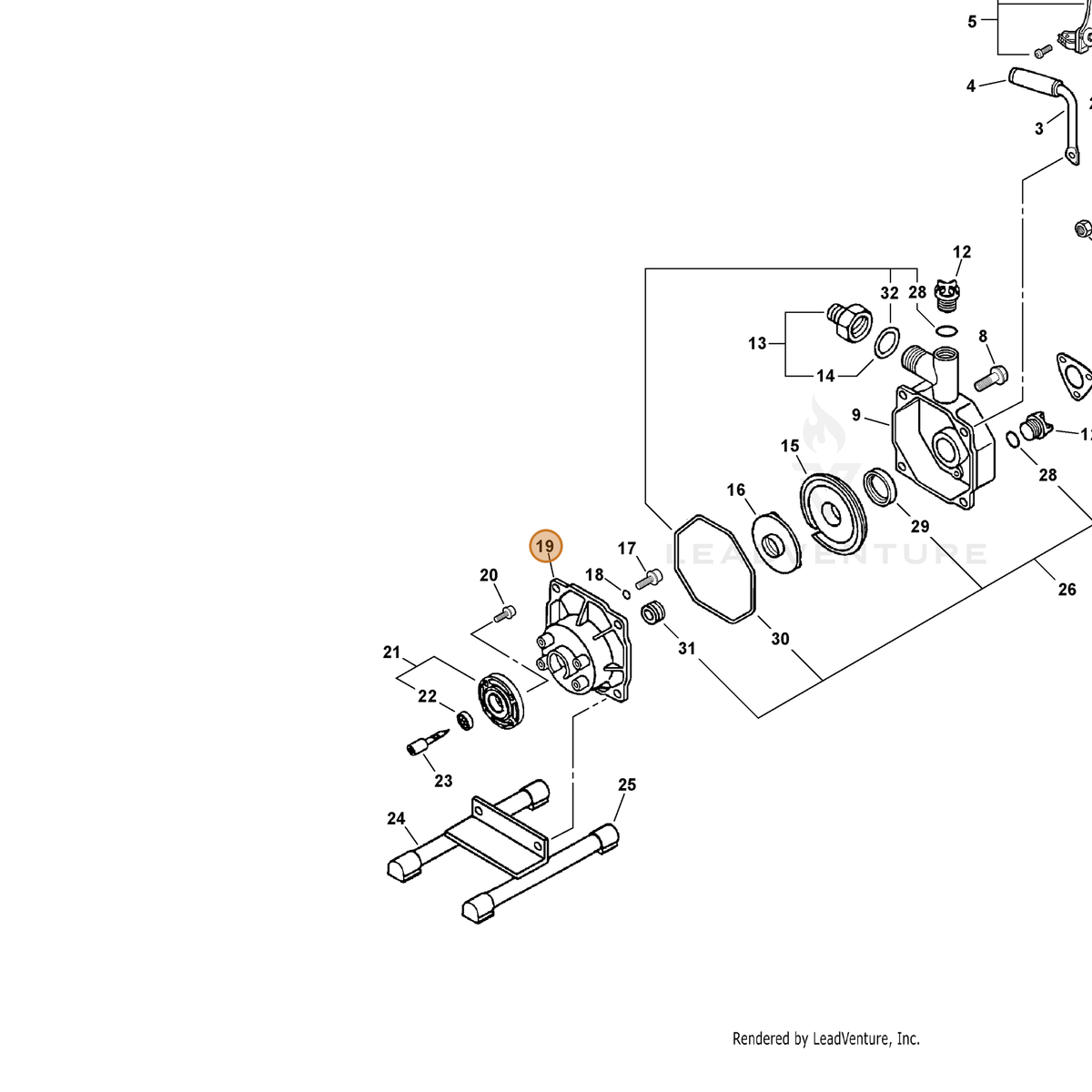ECHO part 253004 — IPL diagram snippet (6x zoom, amber highlight)