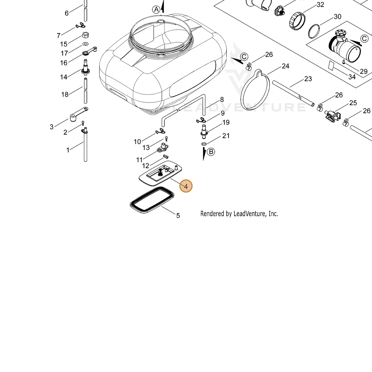 ECHO part 25301008013 — IPL diagram snippet (6x zoom, amber highlight)