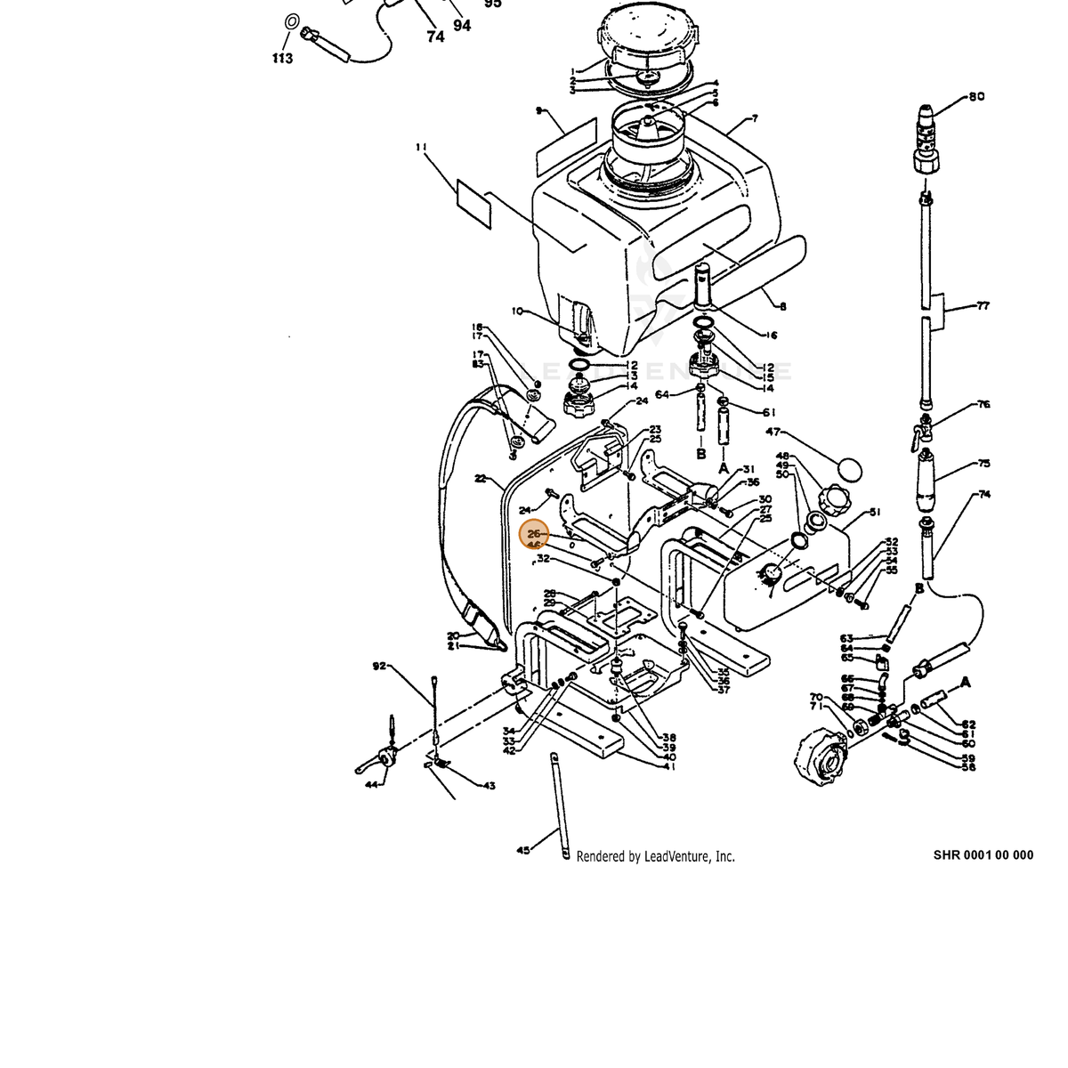 ECHO part 25390510511 — IPL diagram snippet (6x zoom, amber highlight)