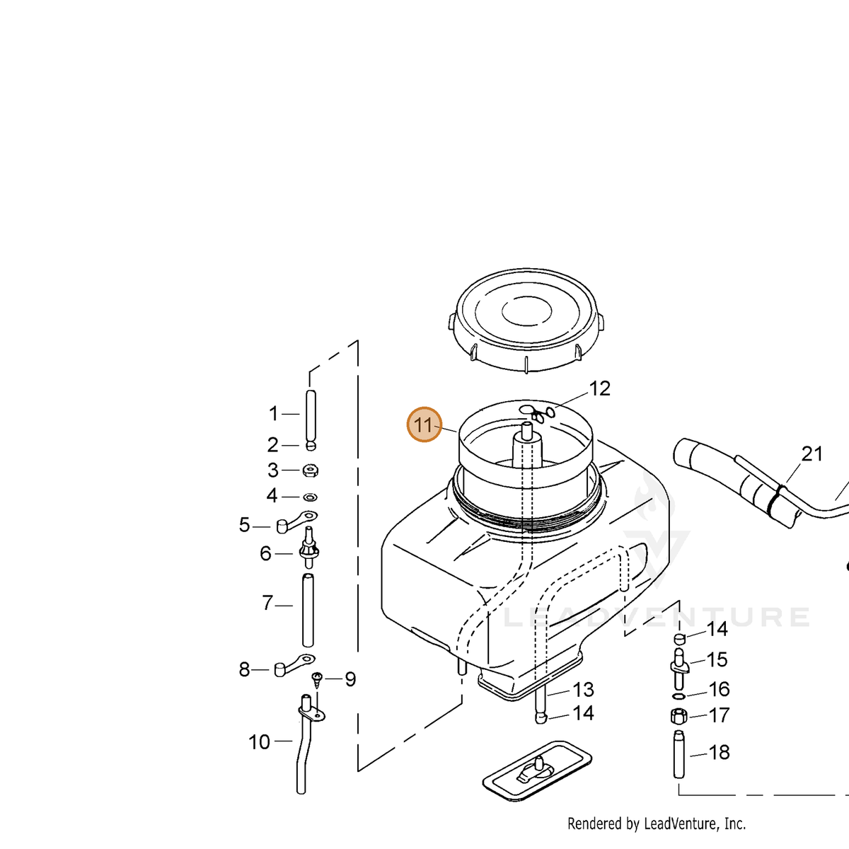 ECHO part 25421003210 — IPL diagram snippet (6x zoom, amber highlight)