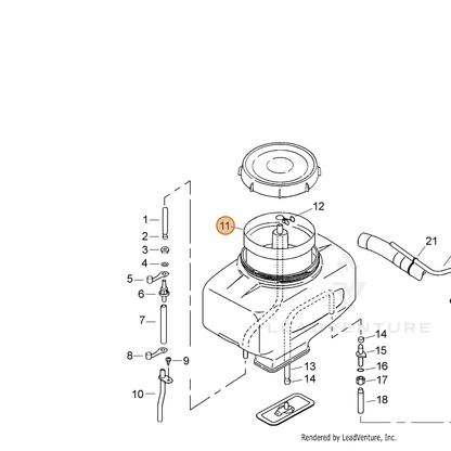 ECHO part 25421003210 — IPL diagram snippet (6x zoom, amber highlight)