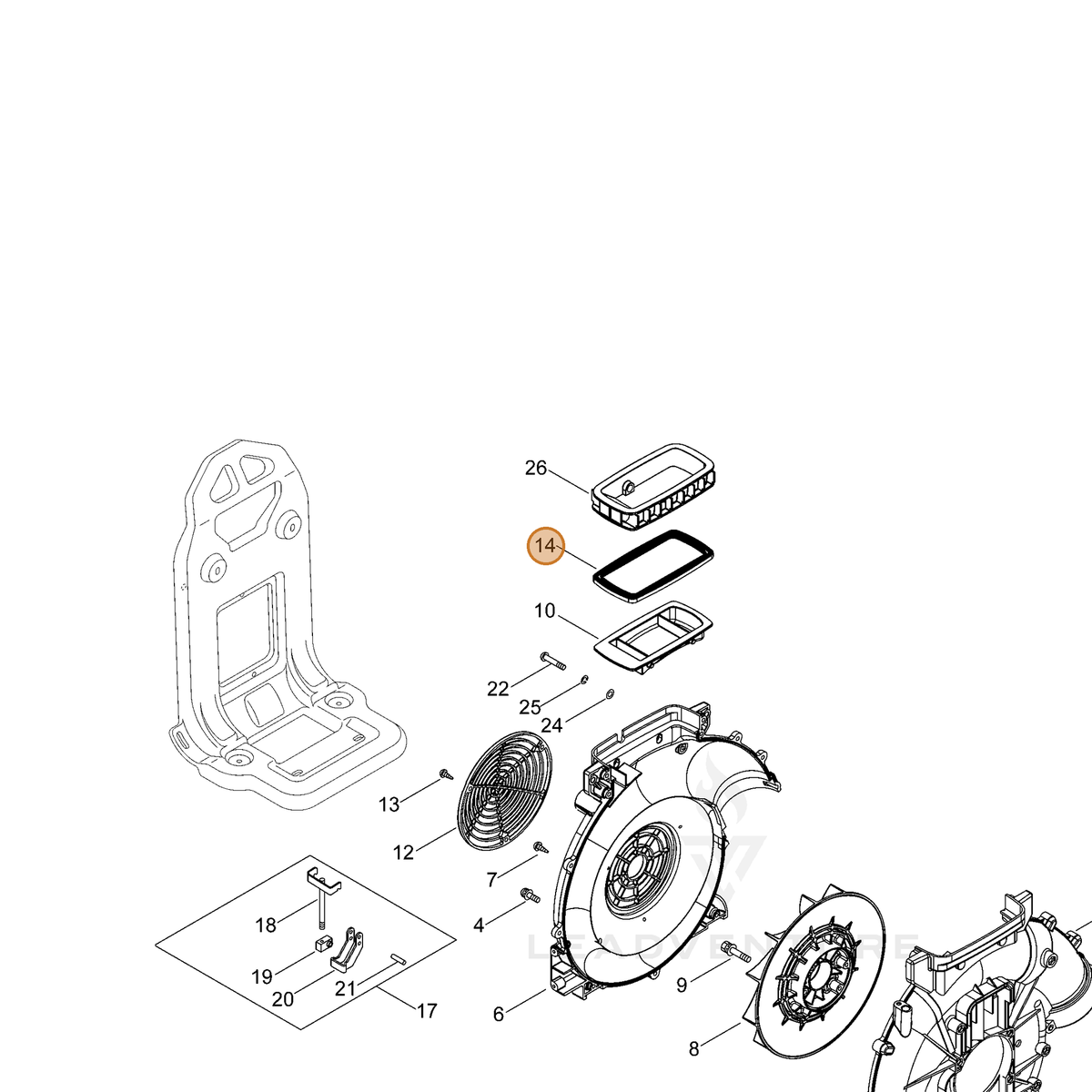 ECHO part 27001806210 — IPL diagram snippet (6x zoom, amber highlight)