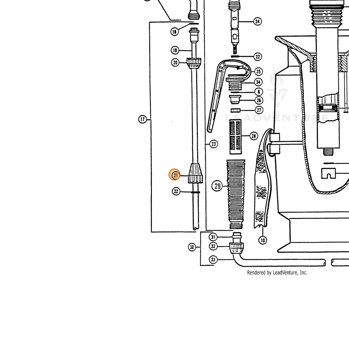 ECHO part 283805304 — IPL diagram snippet (6x zoom, amber highlight)