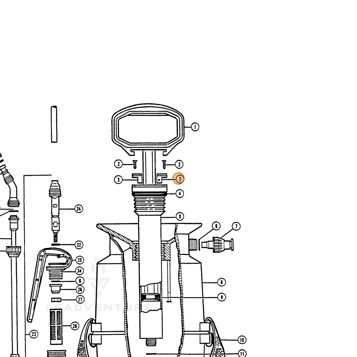 ECHO part 283805309 — IPL diagram snippet (6x zoom, amber highlight)