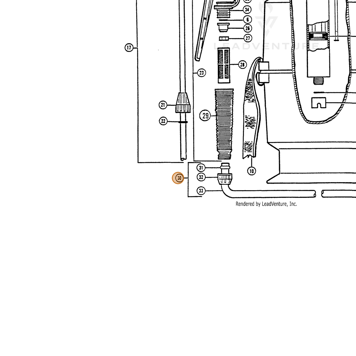 ECHO part 283805805 — IPL diagram snippet (6x zoom, amber highlight)