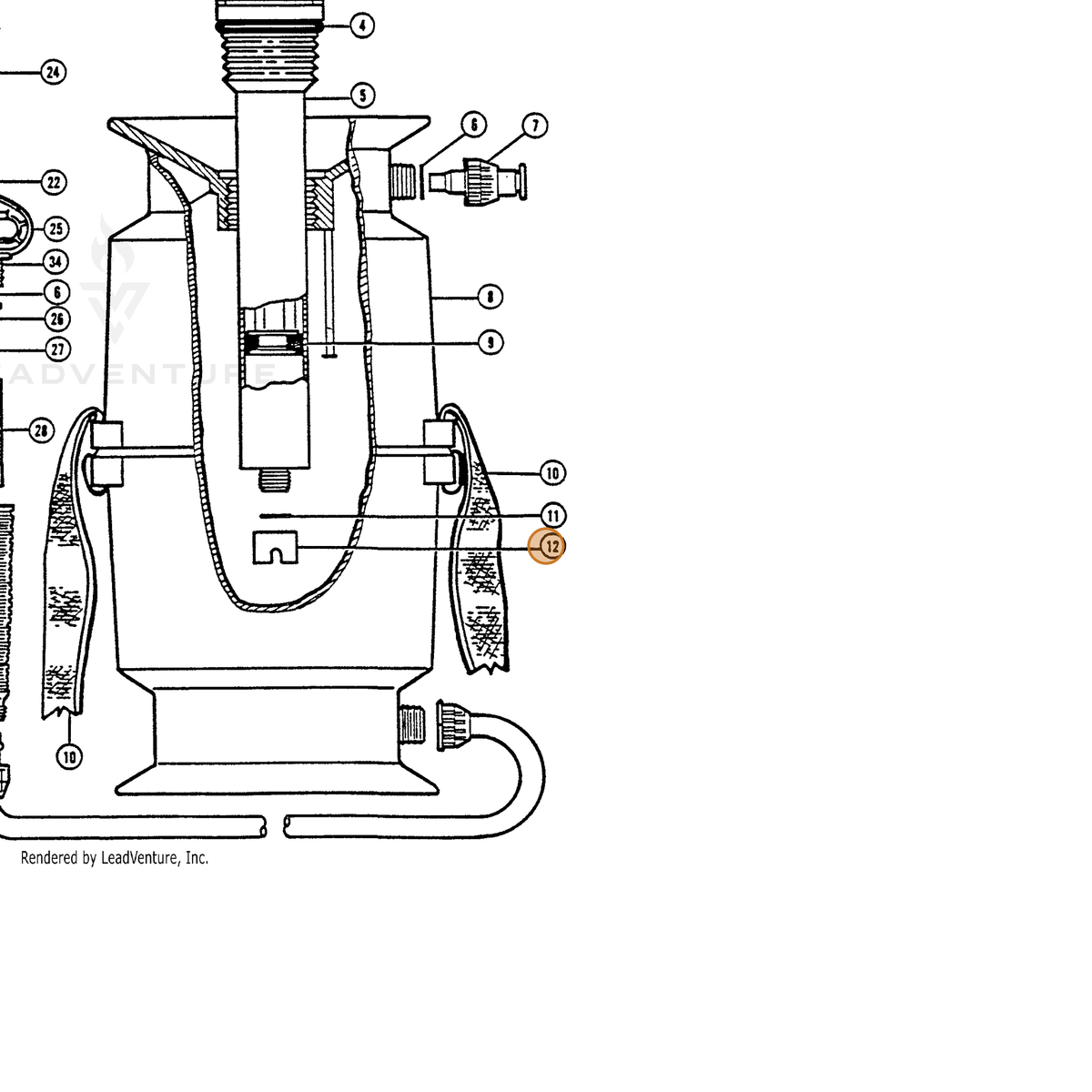 ECHO part 283808304 — IPL diagram snippet (6x zoom, amber highlight)