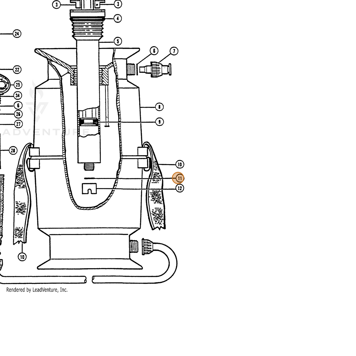 ECHO part 283808305 — IPL diagram snippet (6x zoom, amber highlight)