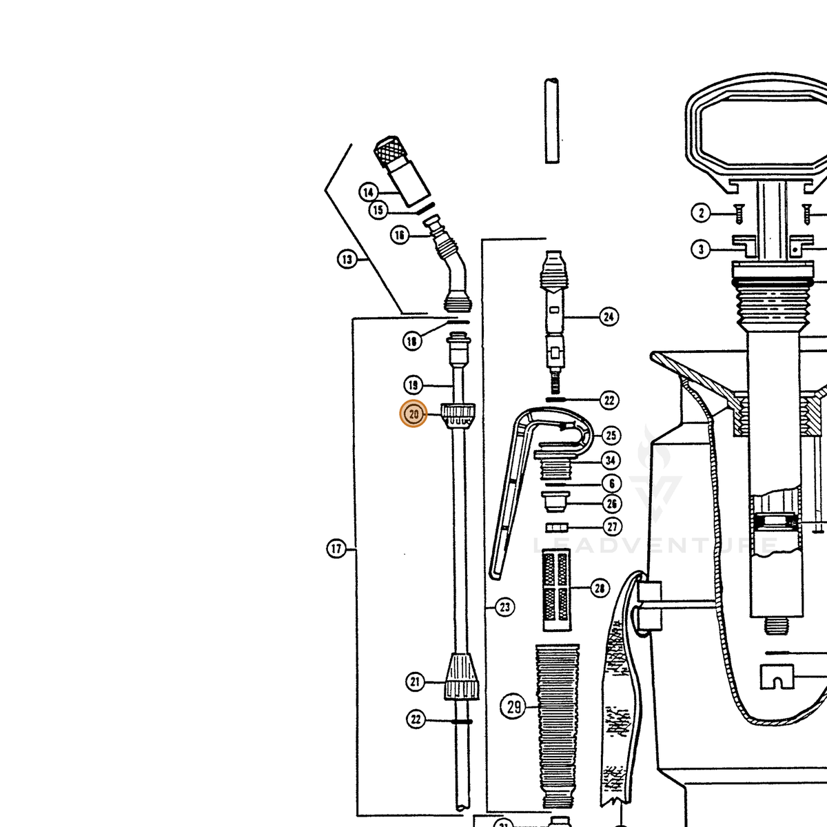 ECHO part 283808312 — IPL diagram snippet (6x zoom, amber highlight)