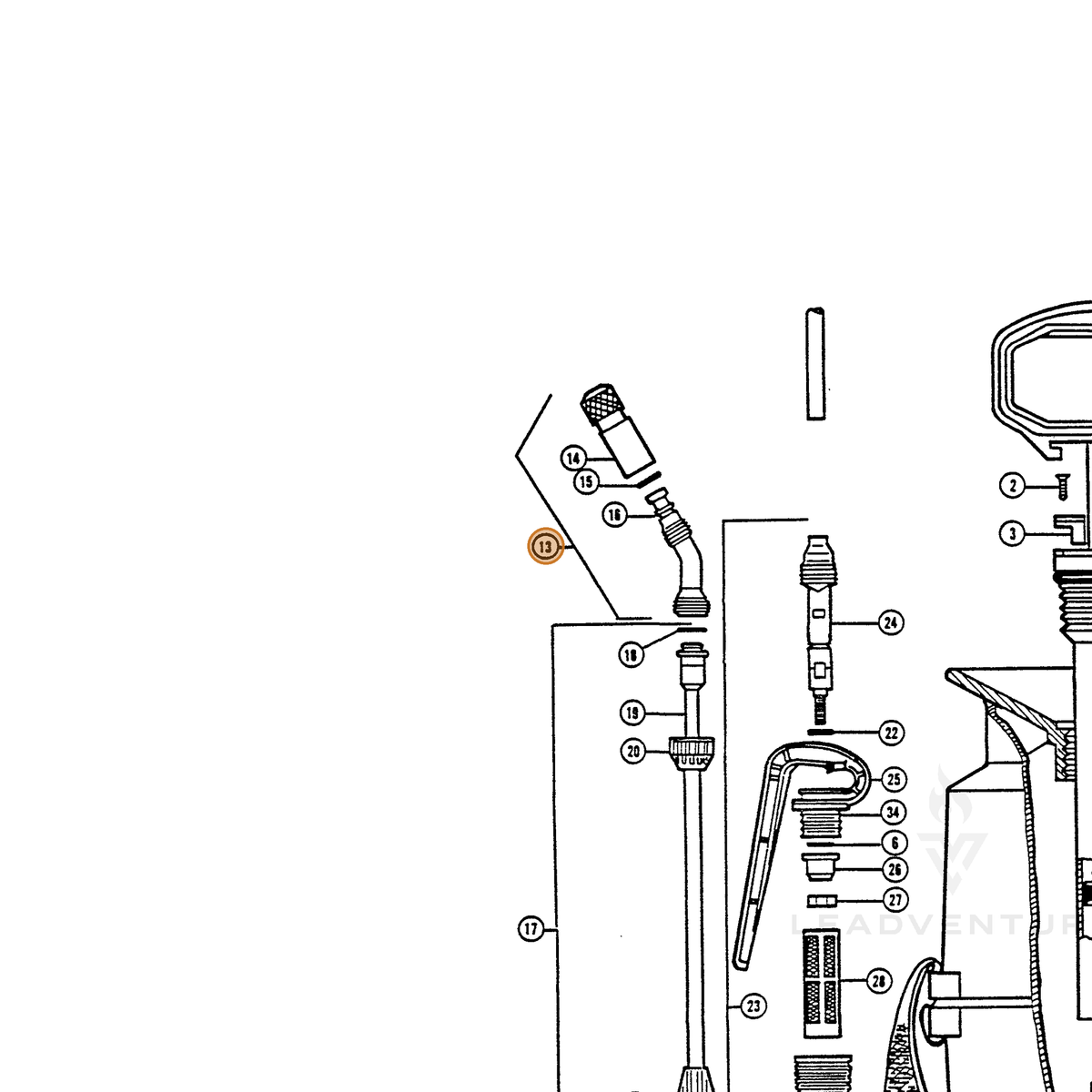 ECHO part 283808803 — IPL diagram snippet (6x zoom, amber highlight)