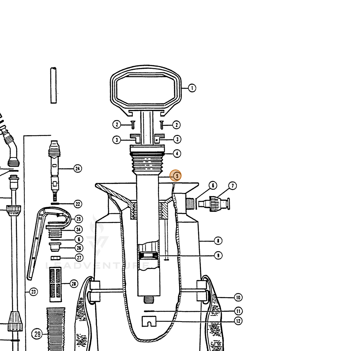 ECHO part 283812801 — IPL diagram snippet (6x zoom, amber highlight)