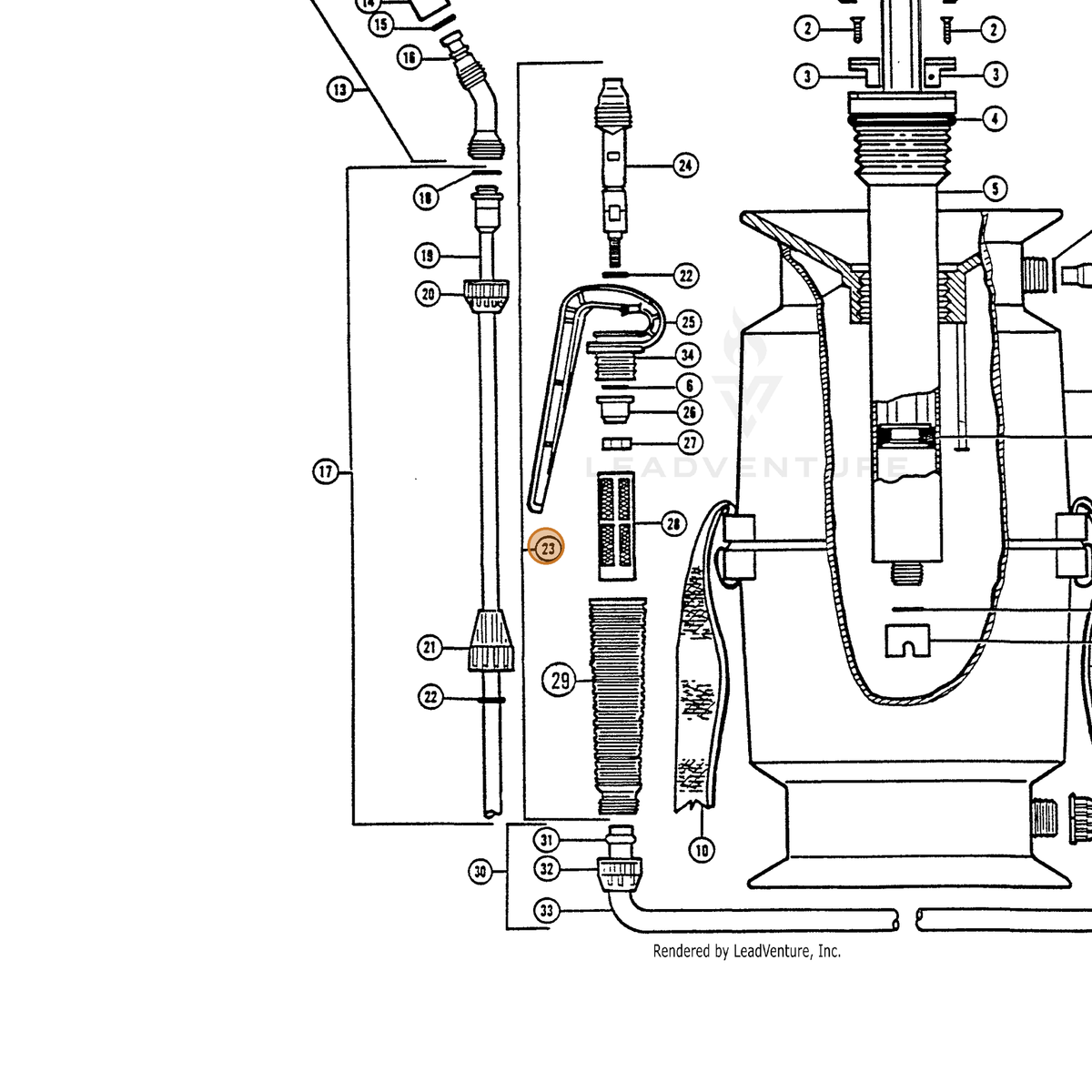 ECHO part 283845801 — IPL diagram snippet (6x zoom, amber highlight)