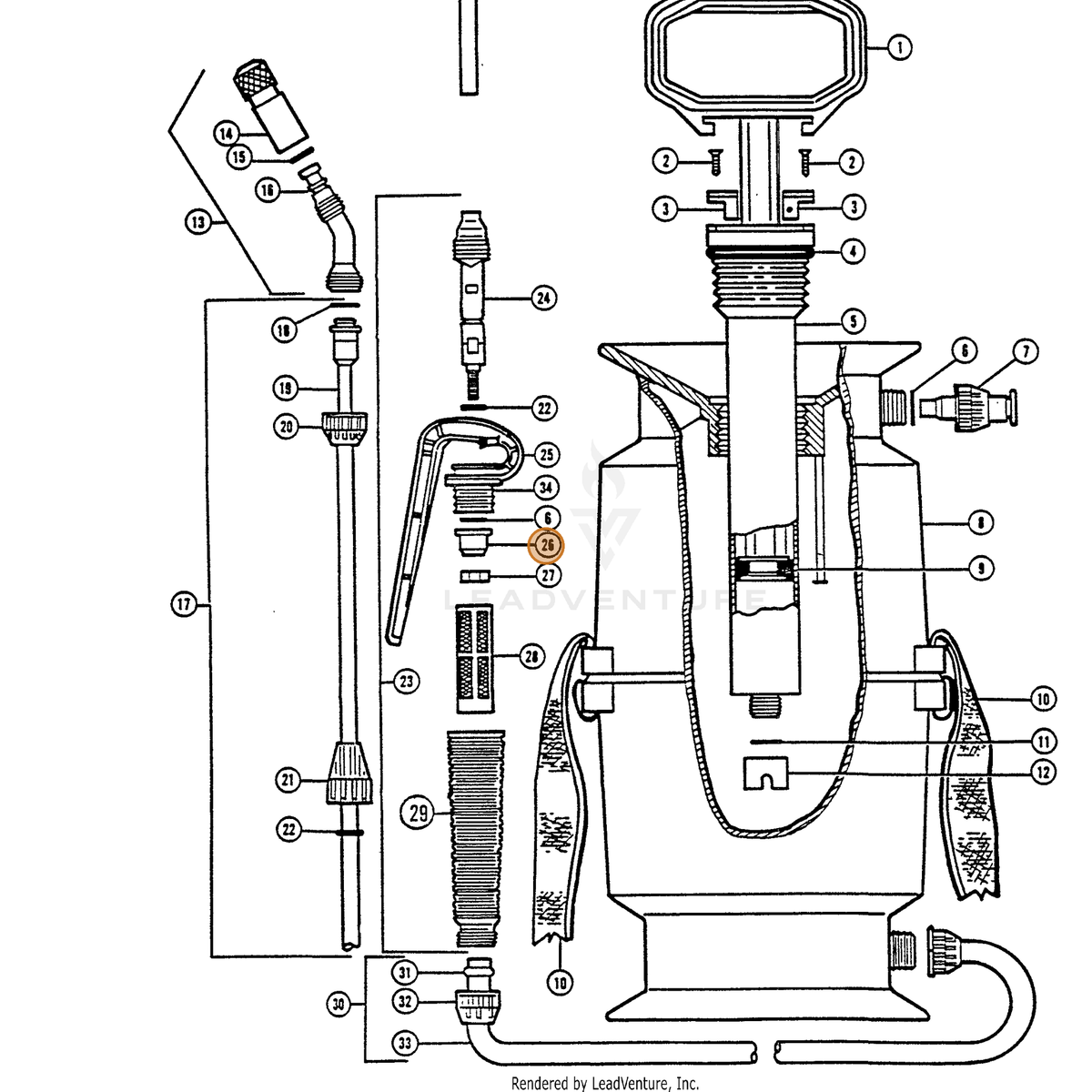 ECHO part 283906332 — IPL diagram snippet (6x zoom, amber highlight)