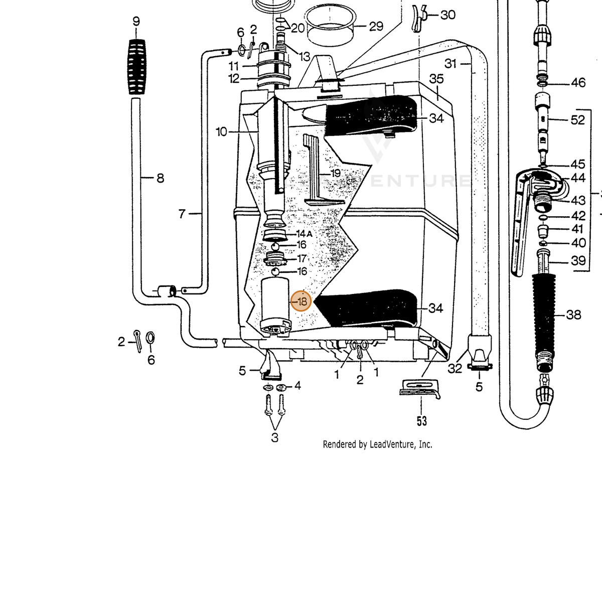 ECHO part 283909303 — IPL diagram snippet (6x zoom, amber highlight)