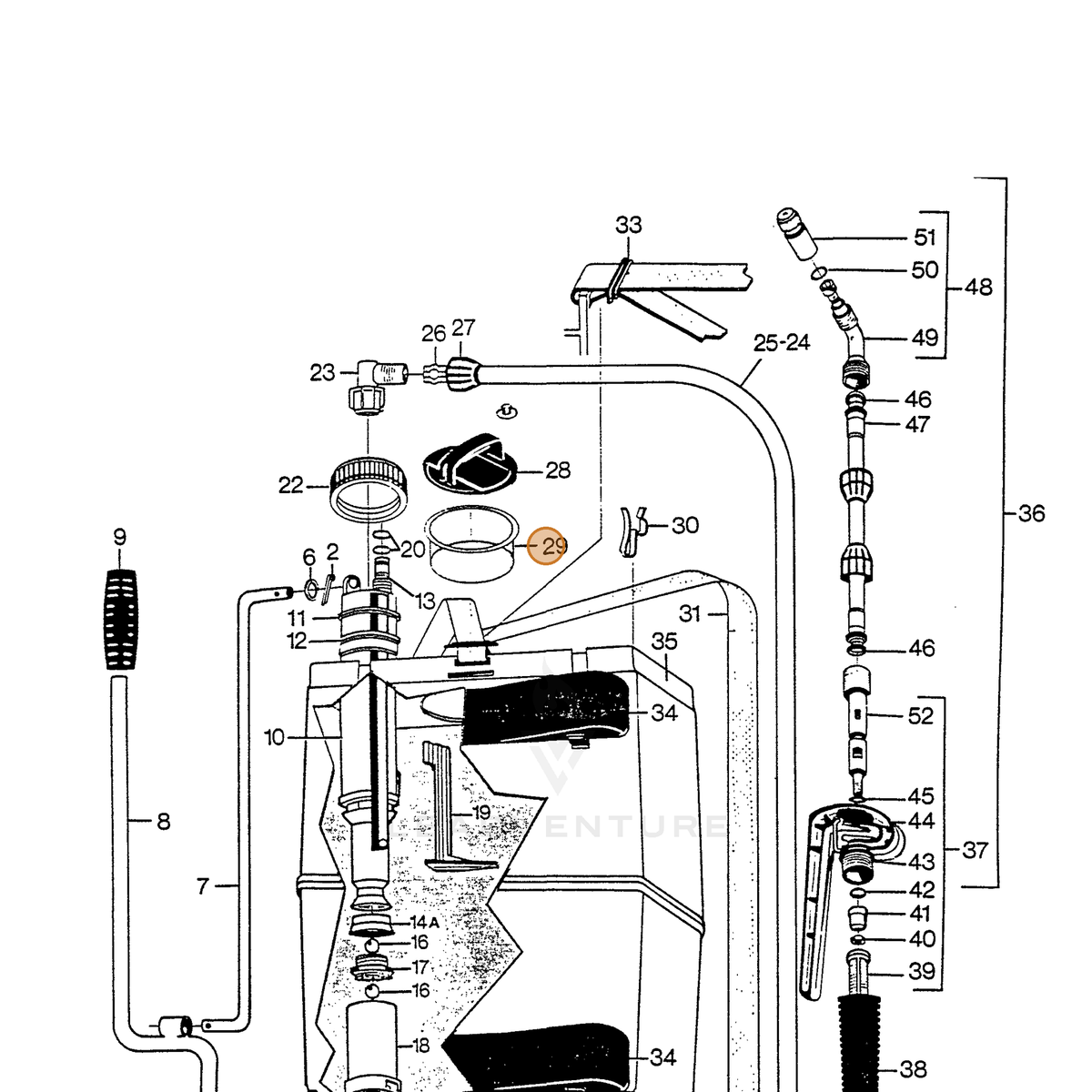 ECHO part 283918303 — IPL diagram snippet (6x zoom, amber highlight)