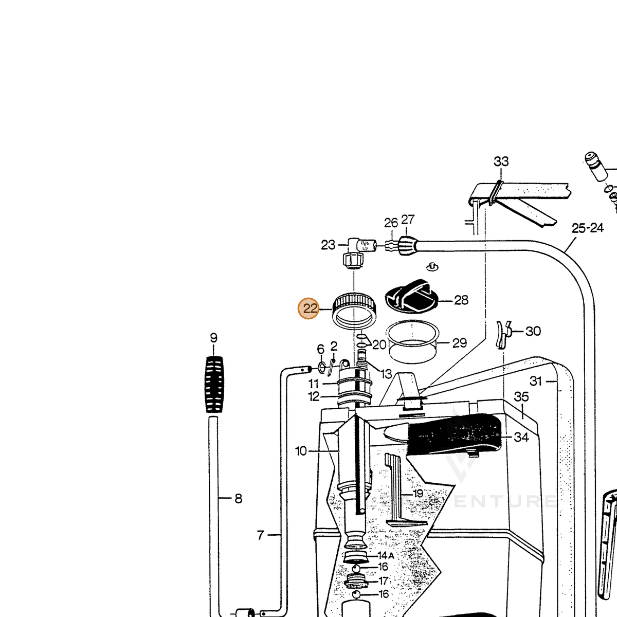 ECHO part 283918308 — IPL diagram snippet (6x zoom, amber highlight)
