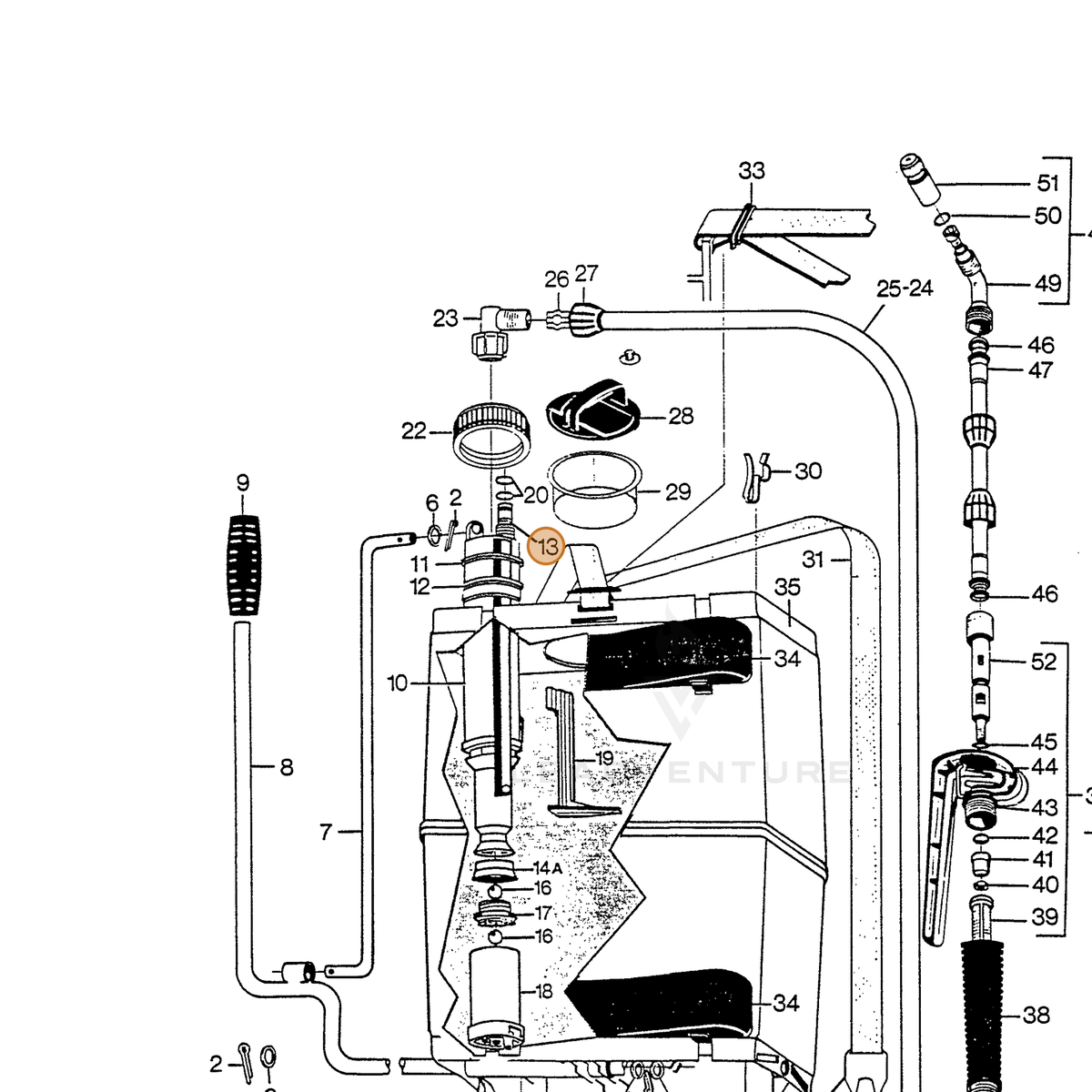 ECHO part 283928822 — IPL diagram snippet (6x zoom, amber highlight)