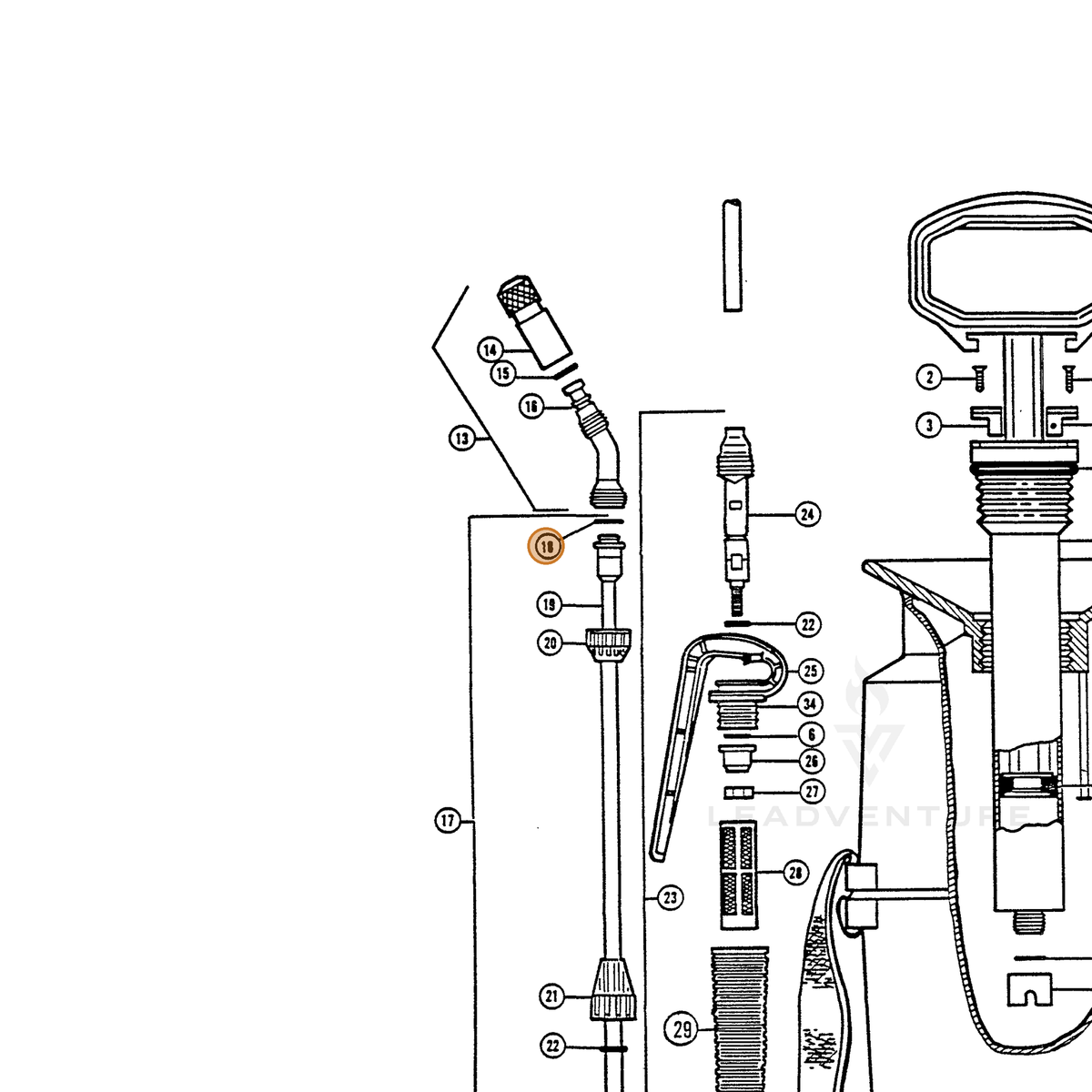 ECHO part 284202334 — IPL diagram snippet (6x zoom, amber highlight)