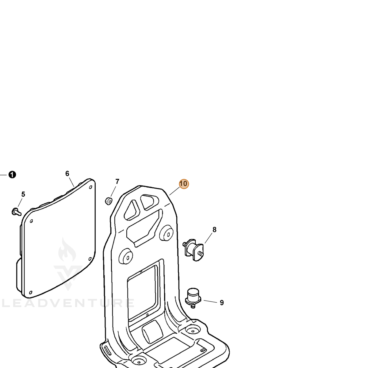 ECHO part 30001007312 — IPL diagram snippet (6x zoom, amber highlight)