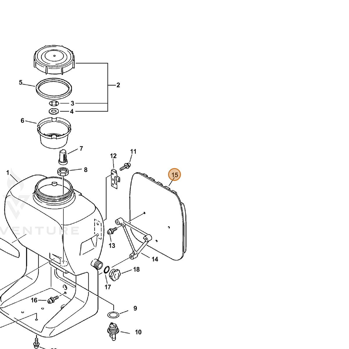 ECHO part 30010513210 — IPL diagram snippet (6x zoom, amber highlight)