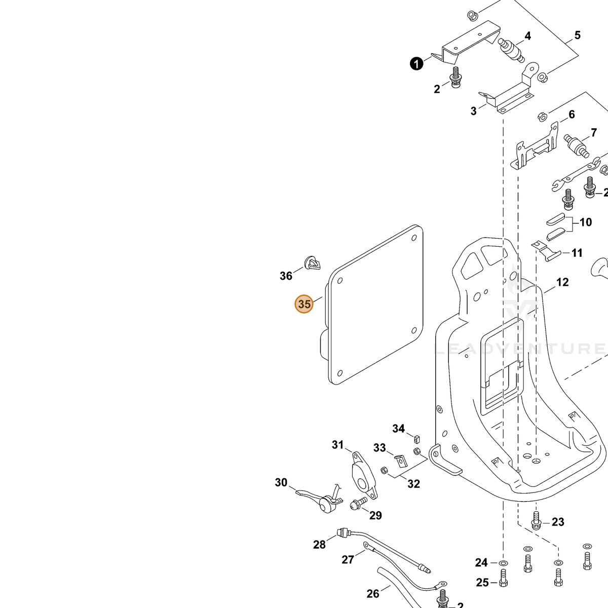 ECHO part 30011114010 — IPL diagram snippet (6x zoom, amber highlight)