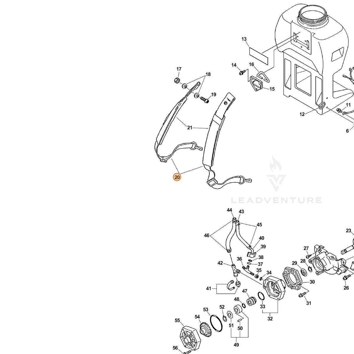 ECHO part 30030213210 — IPL diagram snippet (6x zoom, amber highlight)