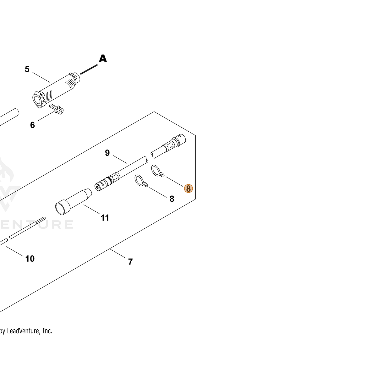 ECHO part 30031856330 — IPL diagram snippet (6x zoom, amber highlight)