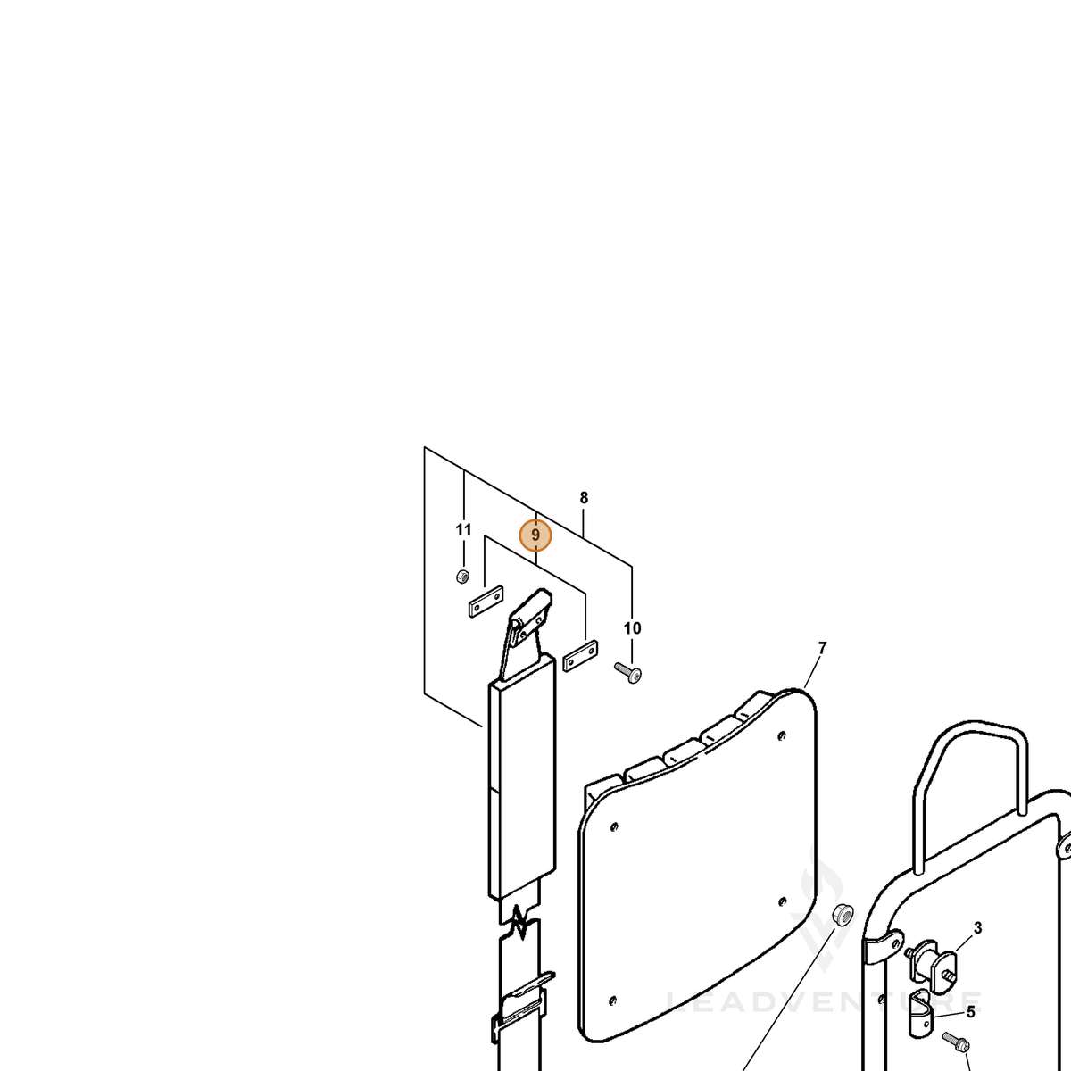 ECHO part 30032801810 — IPL diagram snippet (6x zoom, amber highlight)