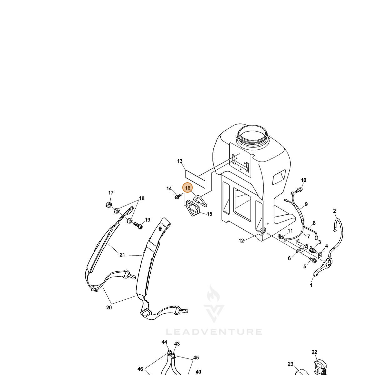 ECHO part 30061011610 — IPL diagram snippet (6x zoom, amber highlight)