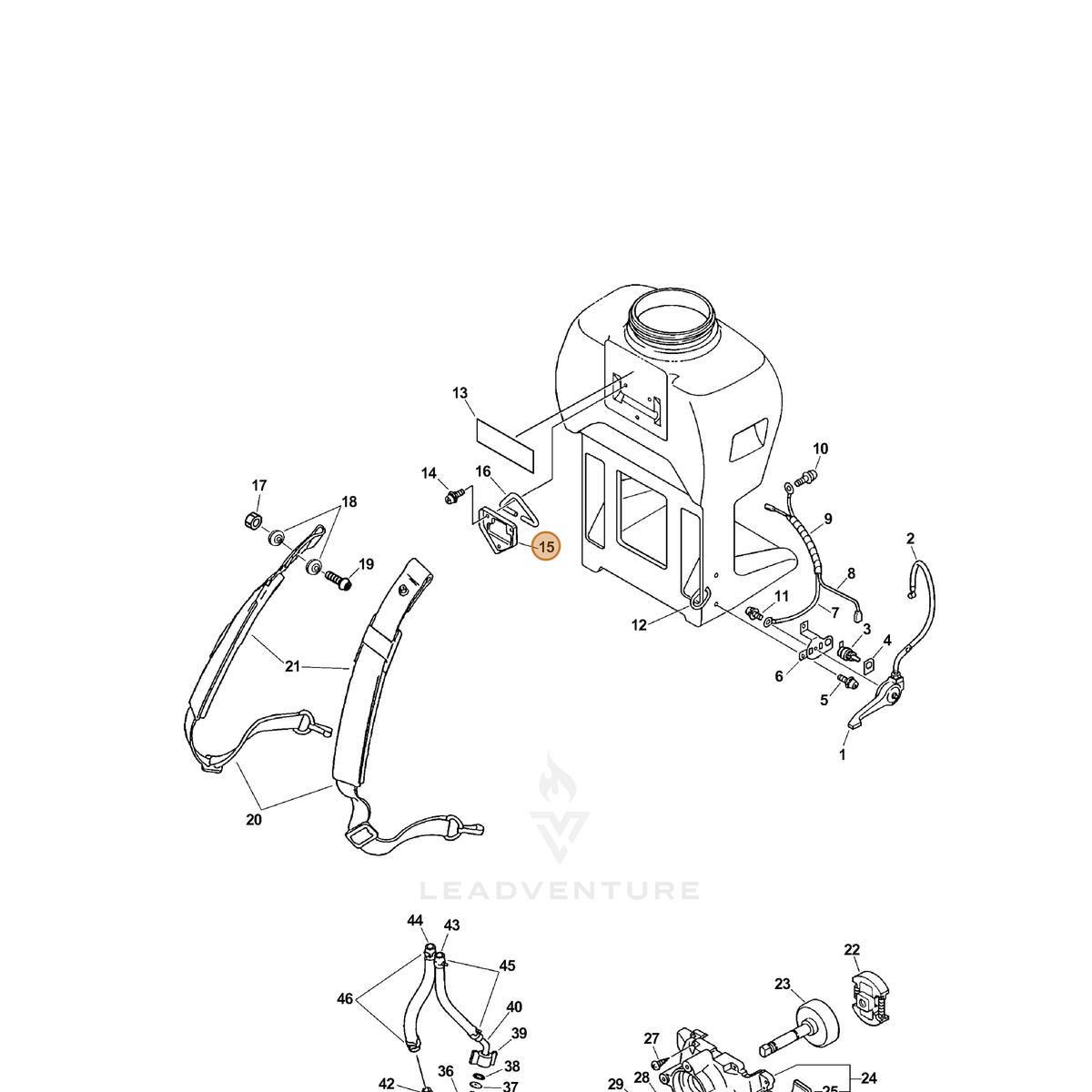 ECHO part 30061411610 — IPL diagram snippet (6x zoom, amber highlight)