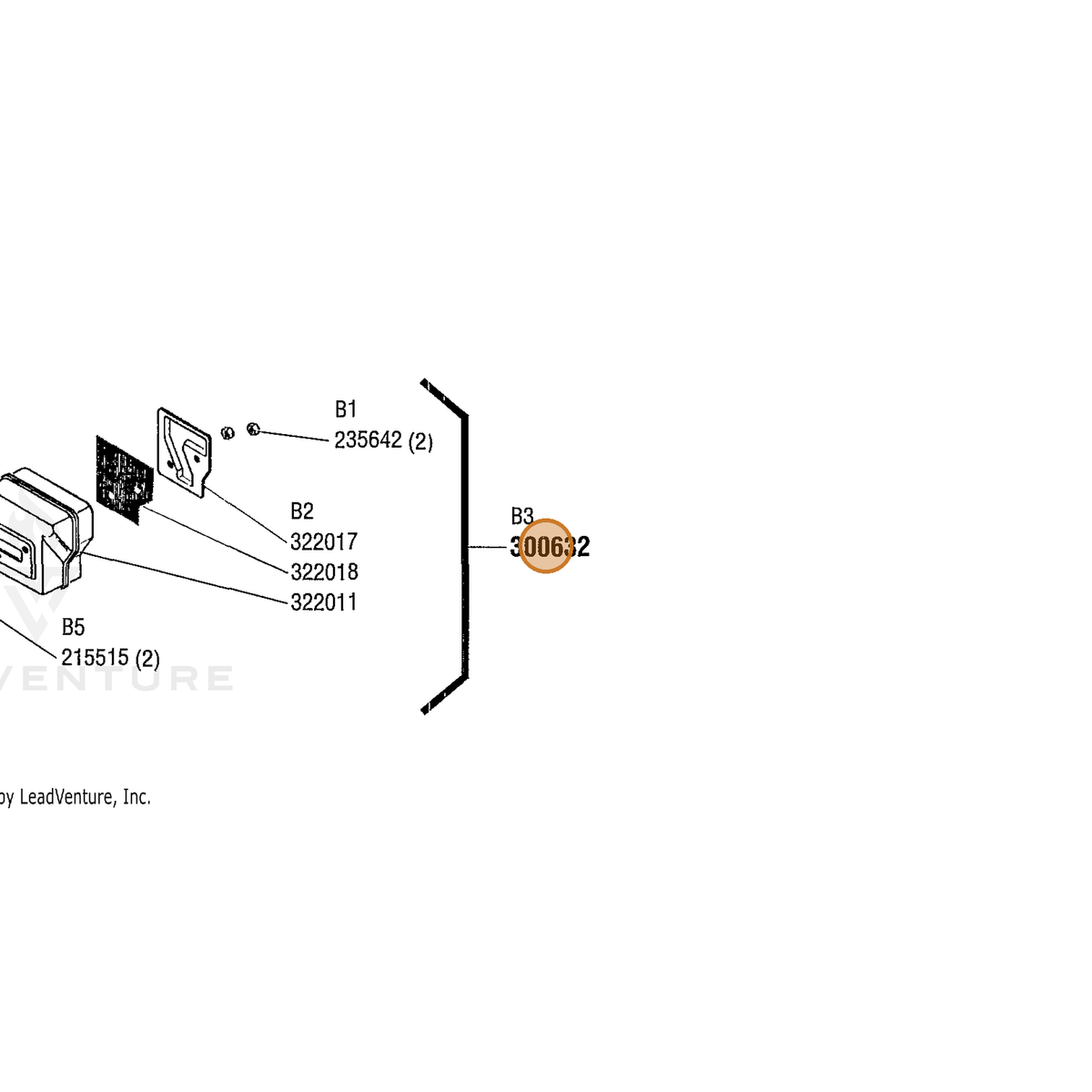ECHO part 300632 — IPL diagram snippet (6x zoom, amber highlight)