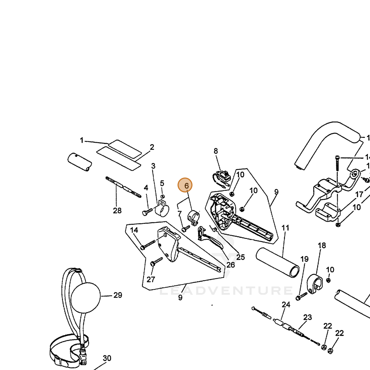 ECHO part 30120042230 — IPL diagram snippet (6x zoom, amber highlight)