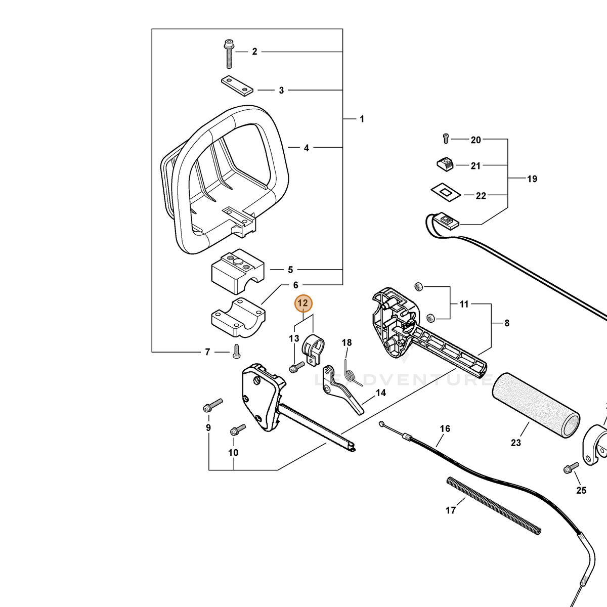 ECHO part 30120152730 — IPL diagram snippet (6x zoom, amber highlight)