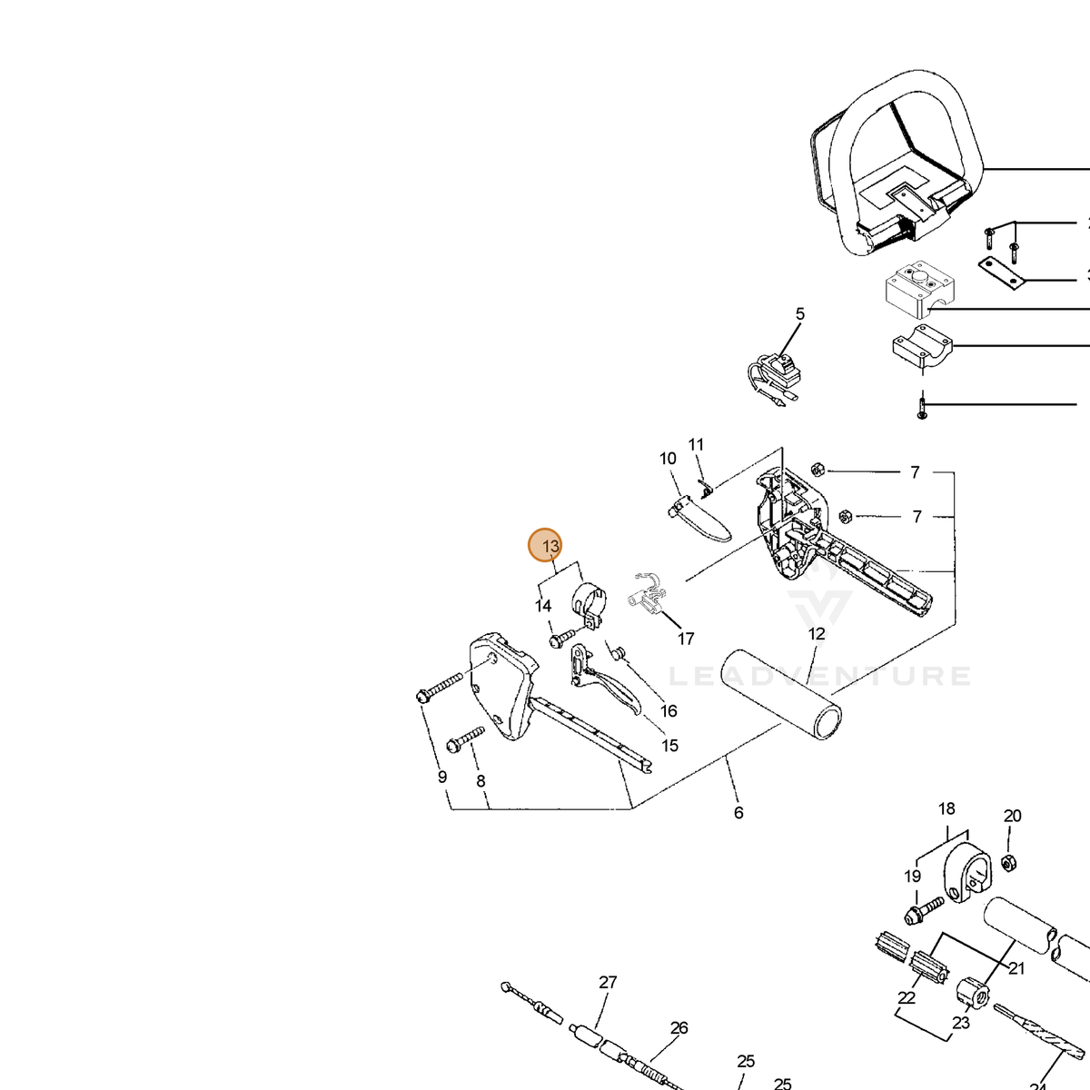 ECHO part 30121252730 — IPL diagram snippet (6x zoom, amber highlight)