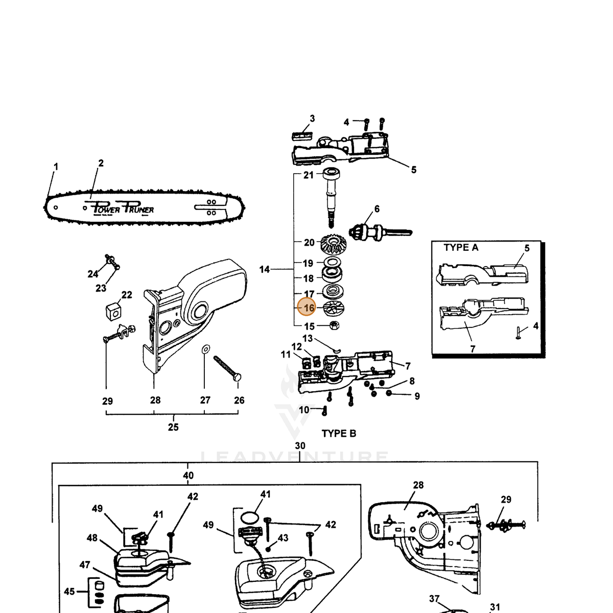 ECHO part 30280622360 — IPL diagram snippet (6x zoom, amber highlight)