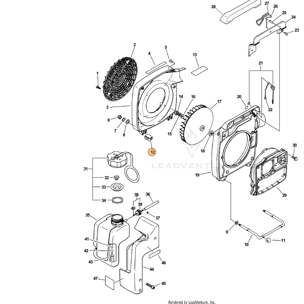 ECHO part 30511703360 — IPL diagram snippet (6x zoom, amber highlight)