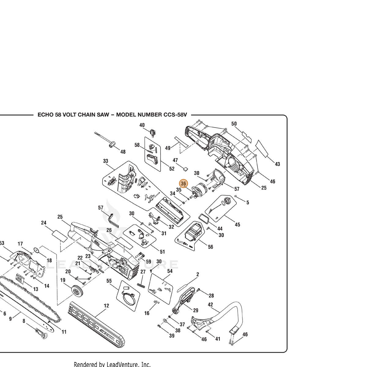 ECHO part 307415001 — IPL diagram snippet (6x zoom, amber highlight)