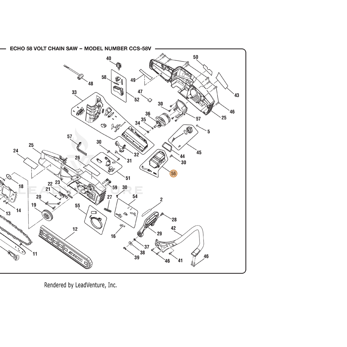 ECHO part 307450001 — IPL diagram snippet (6x zoom, amber highlight)