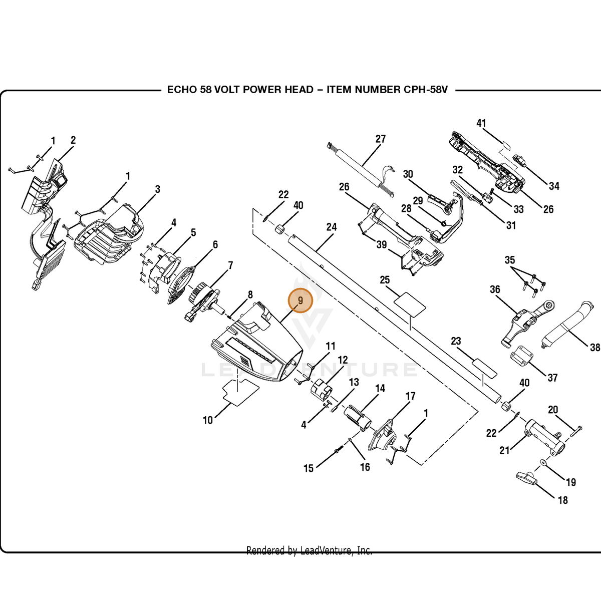 ECHO part 307838001 — IPL diagram snippet (6x zoom, amber highlight)