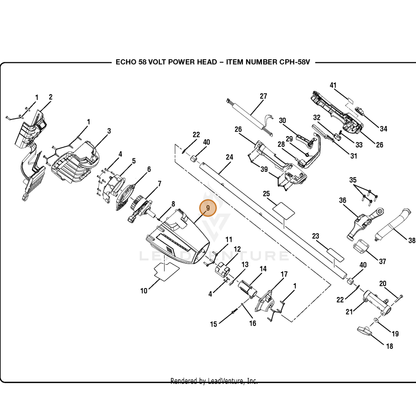 ECHO part 307838001 — IPL diagram snippet (6x zoom, amber highlight)