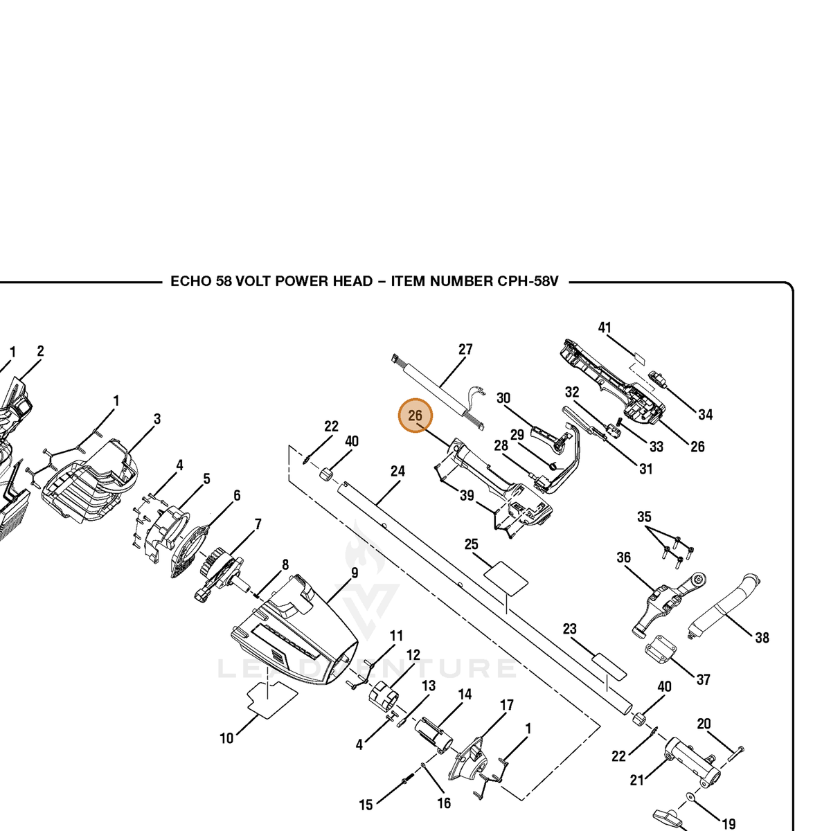 ECHO part 307839001 — IPL diagram snippet (6x zoom, amber highlight)