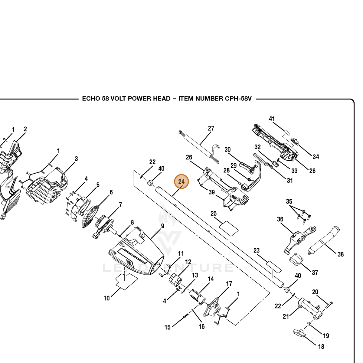 ECHO part 307840001 — IPL diagram snippet (6x zoom, amber highlight)