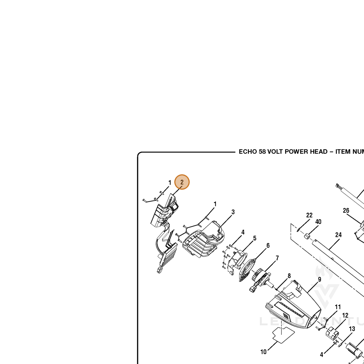 ECHO part 307894001 — IPL diagram snippet (6x zoom, amber highlight)