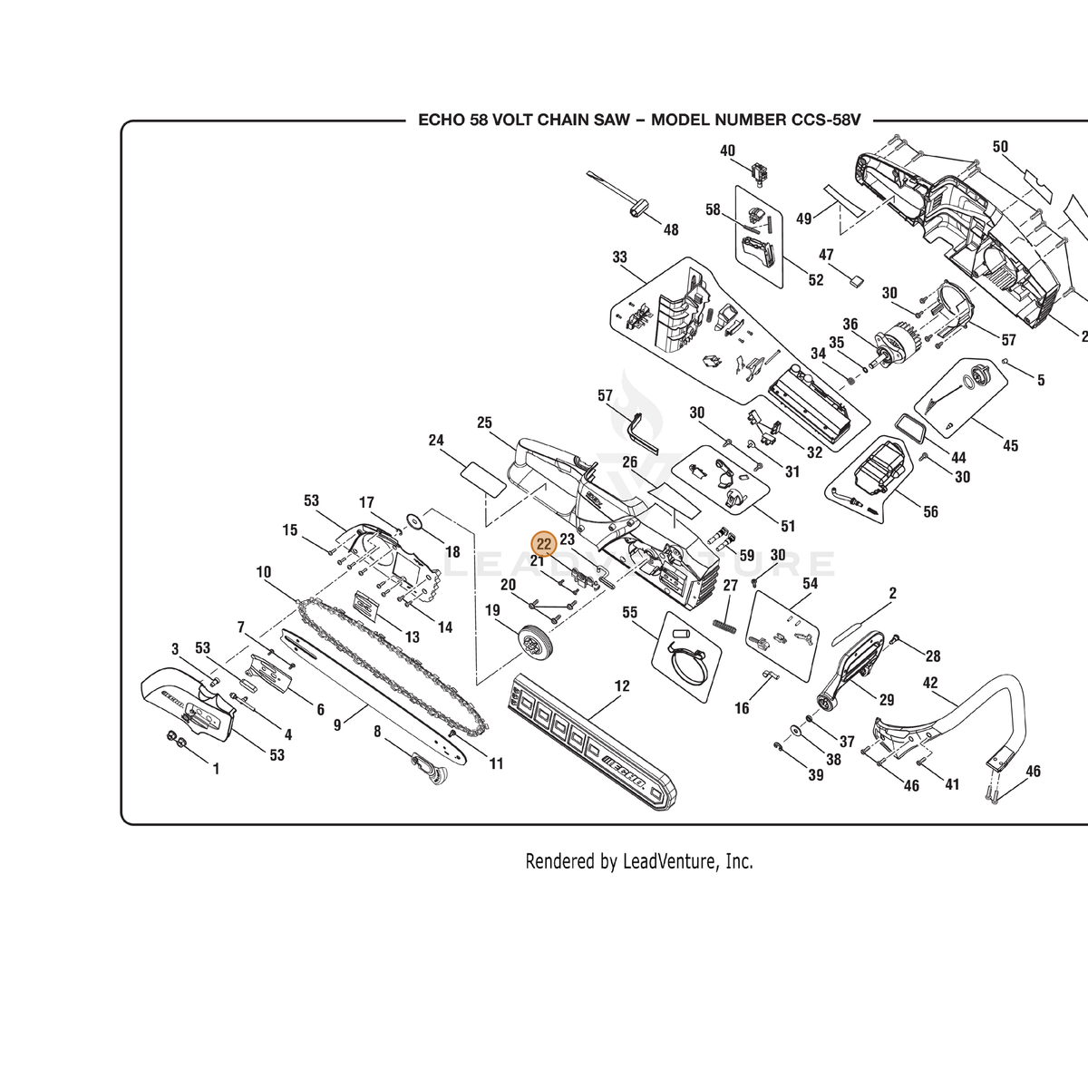 ECHO part 309514001 — IPL diagram snippet (6x zoom, amber highlight)